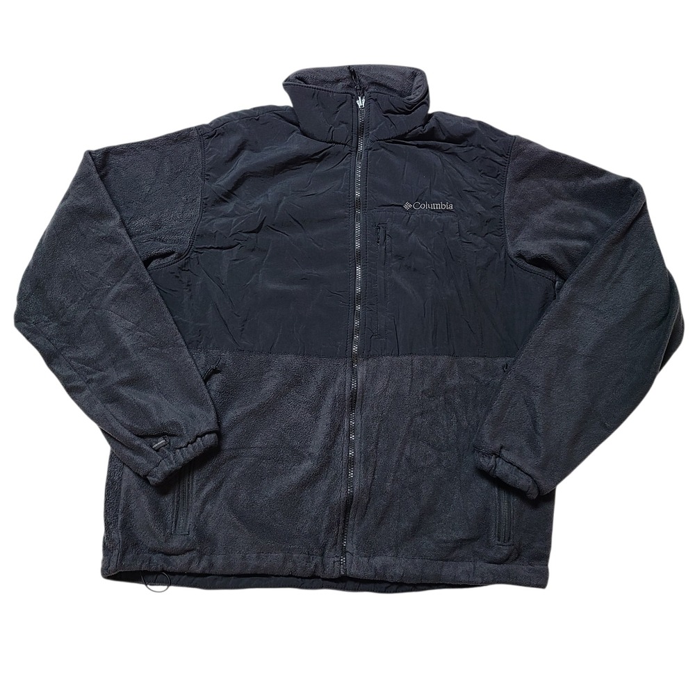 Columbia Sportswear Fleece Interchange Jacket Men's L Black Full Zip Collar